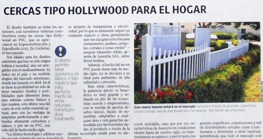 Cercas tipo Hollywood para el hogar, artículo de El País, Cali
